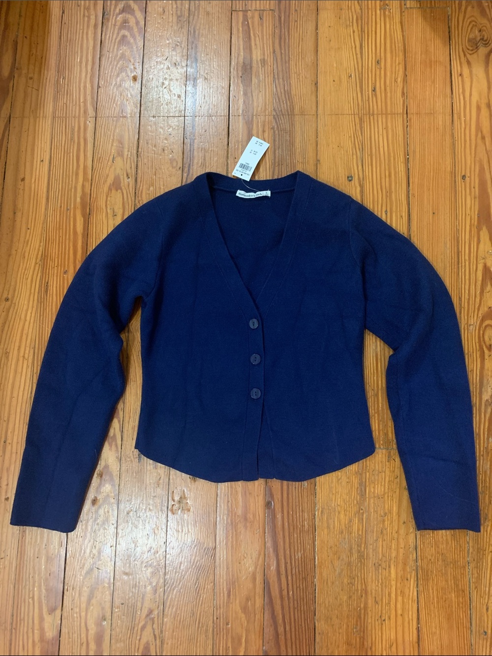 Abercrombie Long Sleeve Barrel Button Cardigan Sweater - Navy Blue